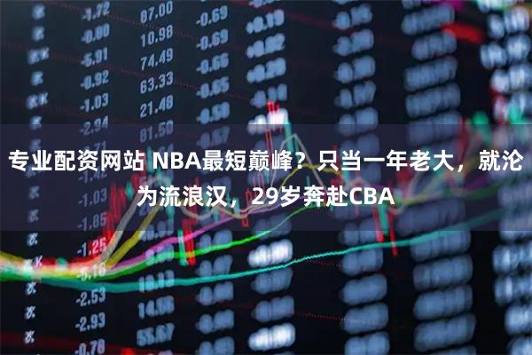 专业配资网站 NBA最短巅峰？只当一年老大，就沦为流浪汉，29岁奔赴CBA